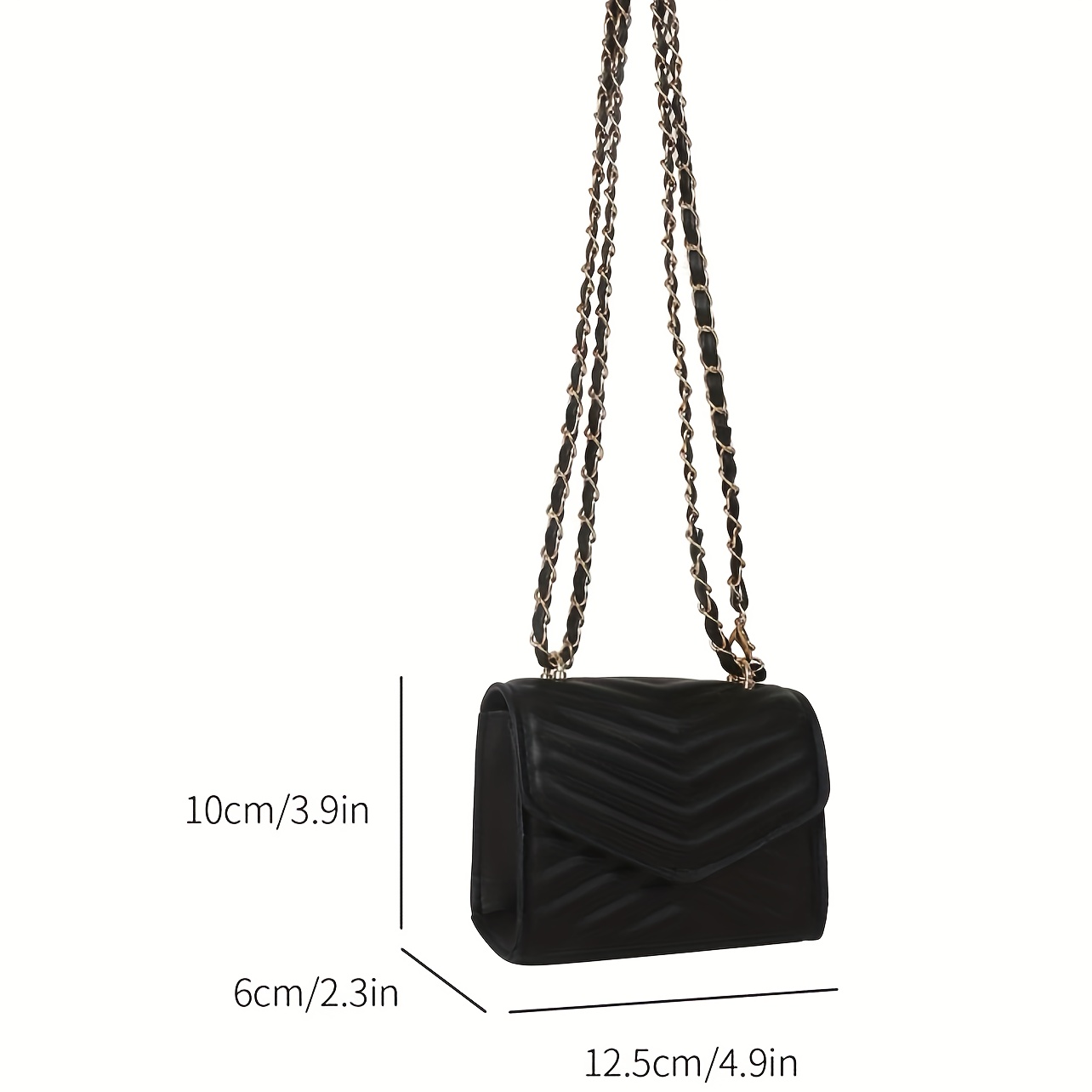 Mini Hobo Bag Quilted Chain PU Black