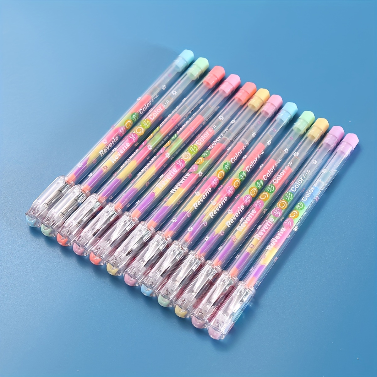 Multi Color Clear 6-in-1 Ball Point Pen Color Coding Pen for Planners  School Office Study Rainbow Ink Pens Retro Vintage Color Ink Pen 