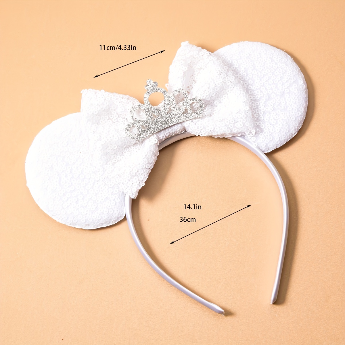 Girls Ceramic Sequin Ear Bow Tie Headband Dress Up Accessory