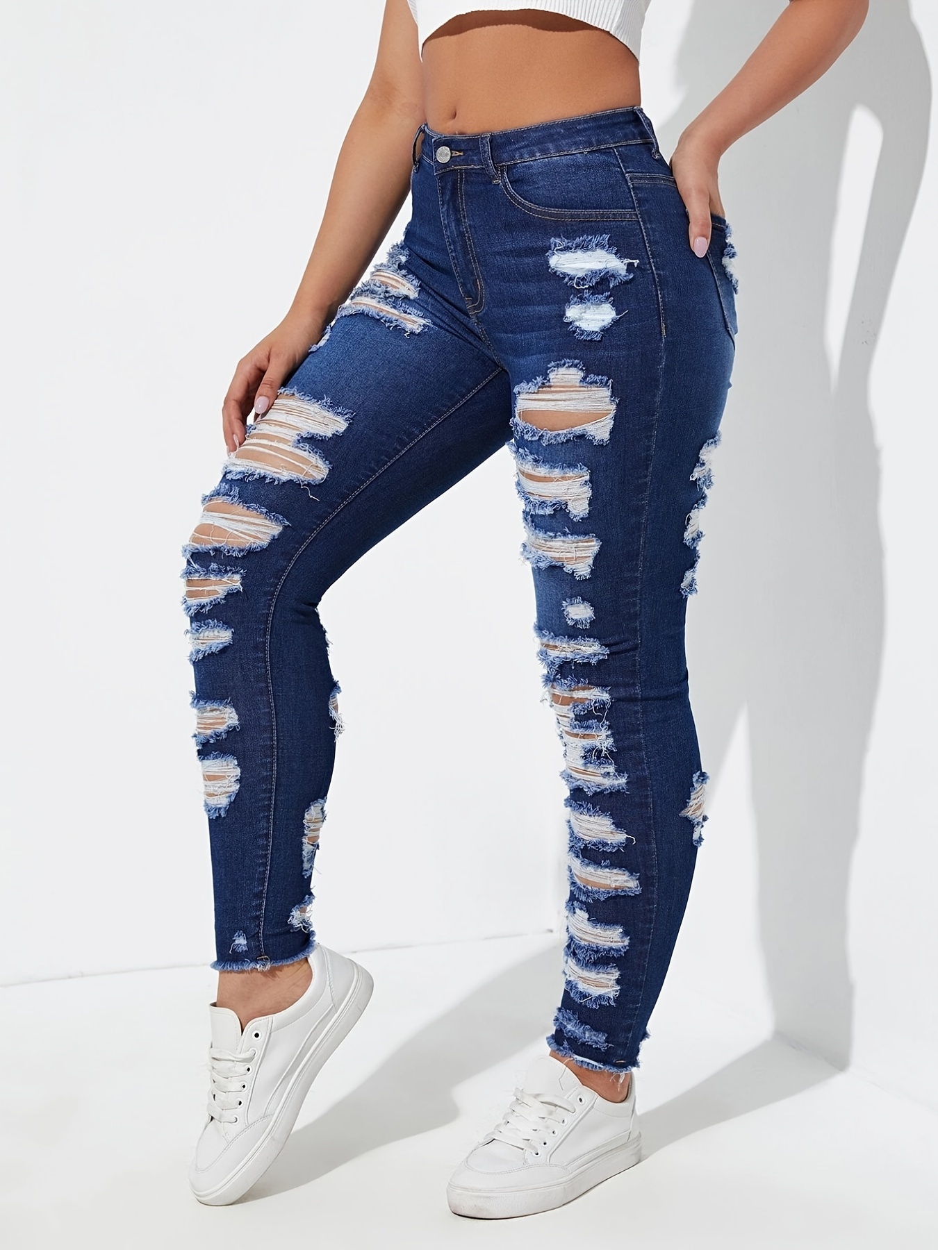 Plus Size Tight Jeans for Women High Rise Stretch Skinny Ripped Denim Pants  Slim Fit Distressed Pencil Jean Trousers : : Clothing, Shoes 