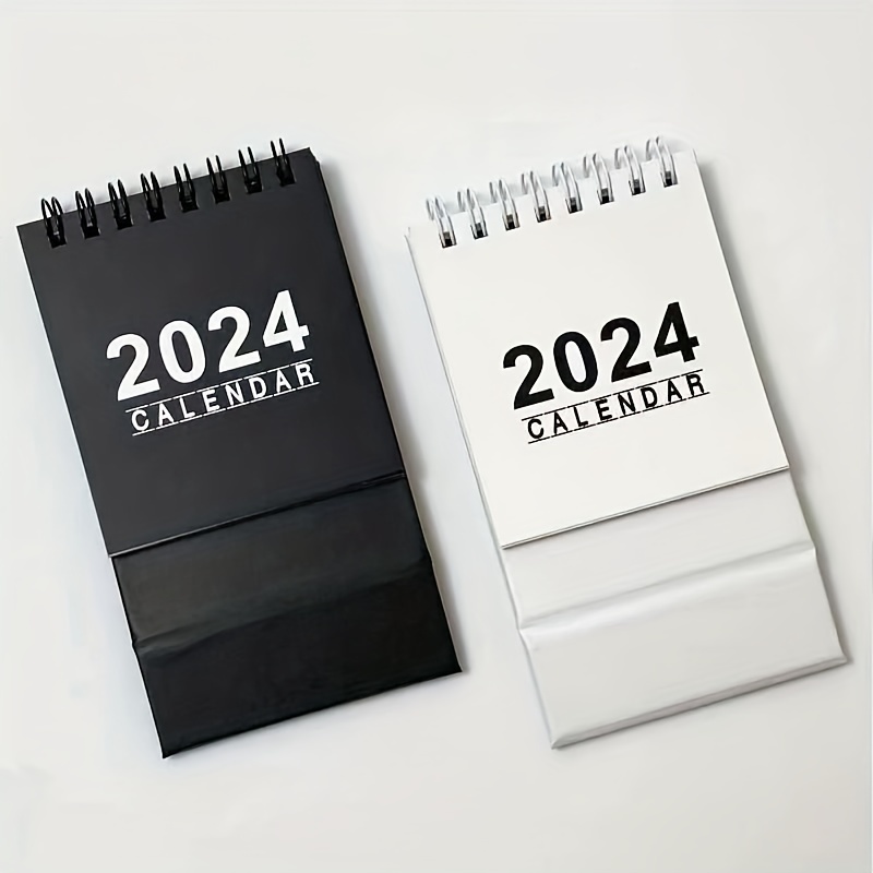 Black White 2024 2025 Desk Calendar Kawaii Coil Calendar Daily