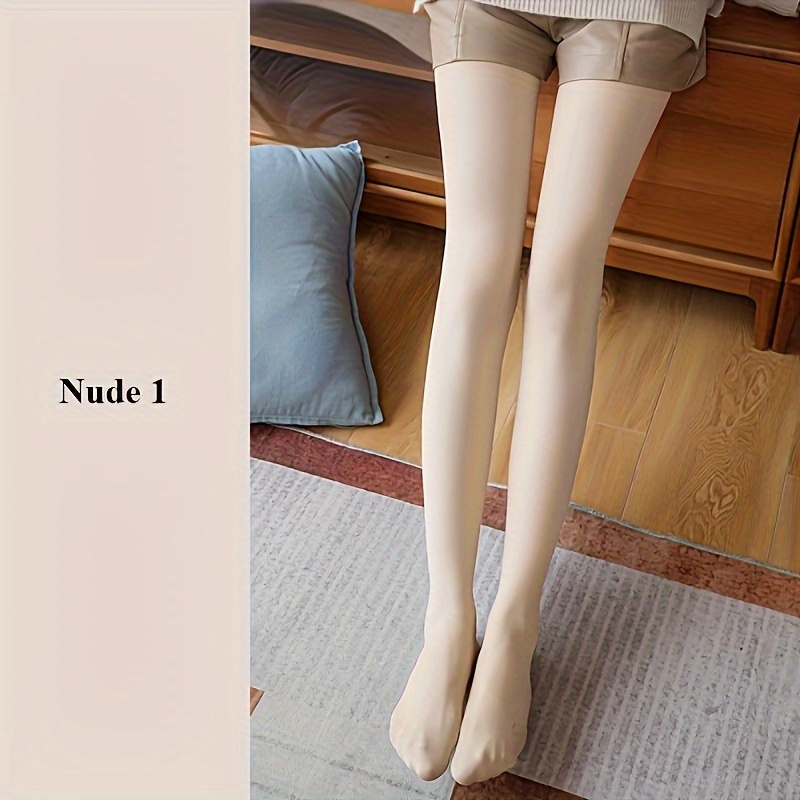 Winter Warm Pantyhose Natural Skin Color Leggings Slim Stretchy Tights For  Women