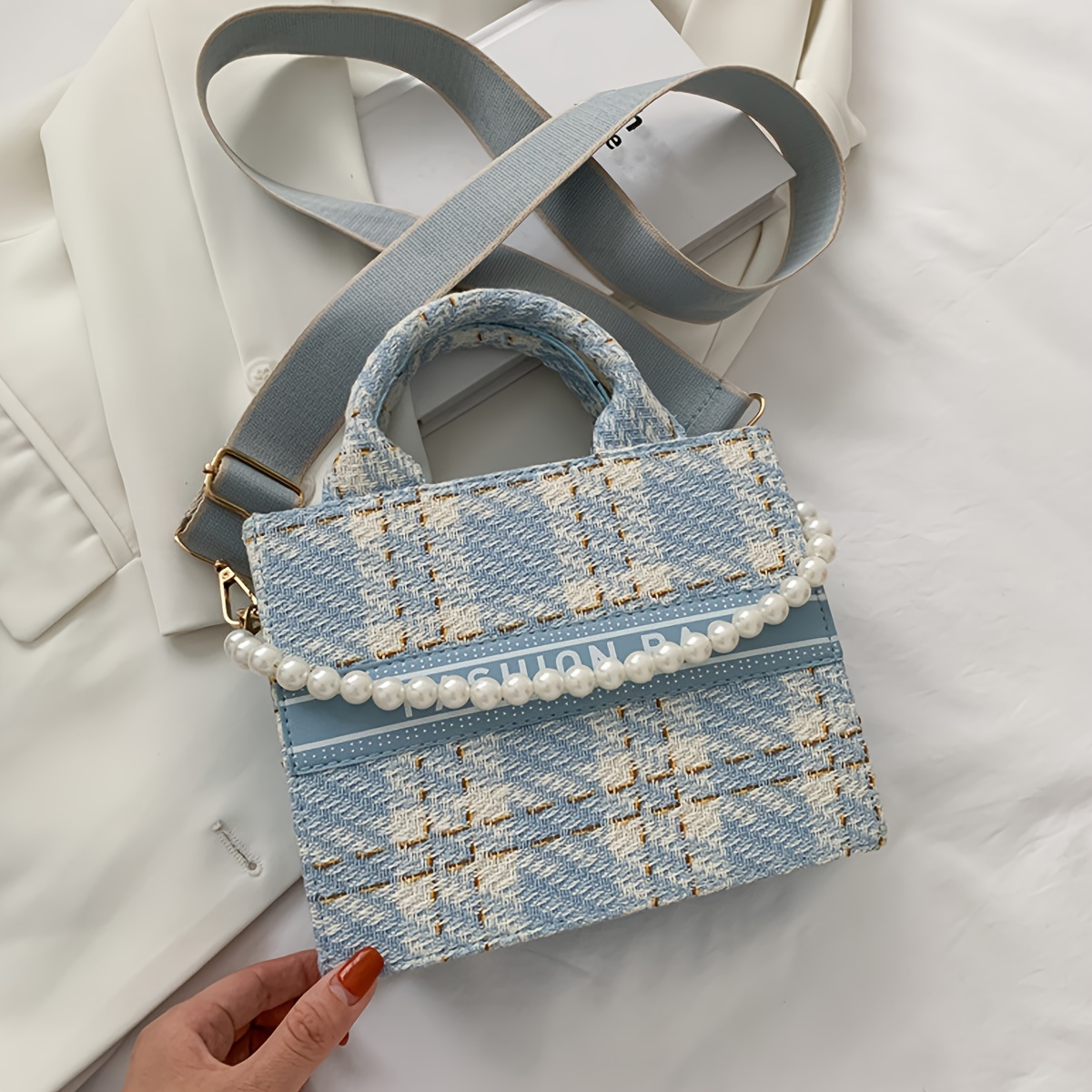 Letter Plaid Print Crossbody Bag, Fashion Pu Leather Flap Purse, Women's  Square Shoulder Bag - Temu