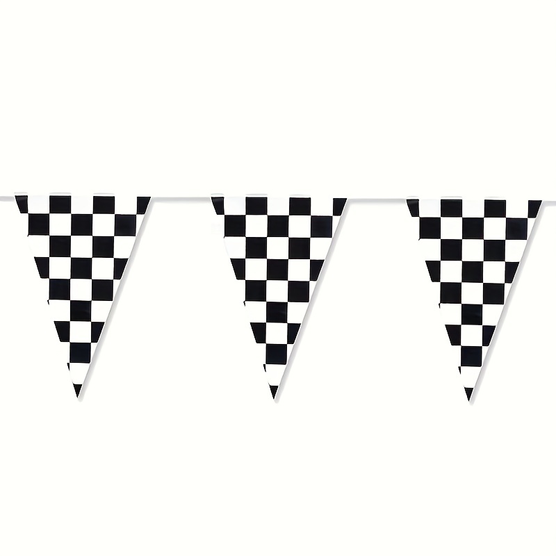 Black And White Grid Racing Flag F1 Racing String Flag - Temu