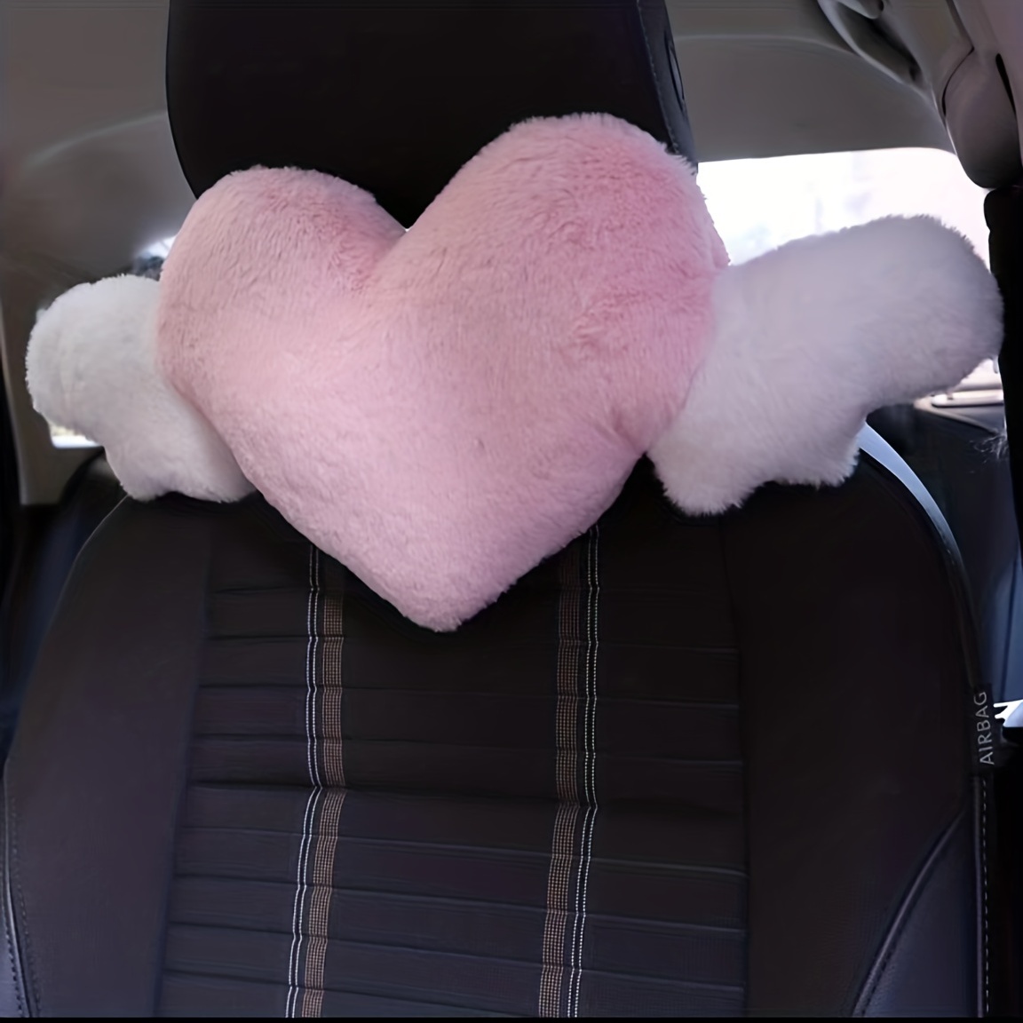 lovetoyou Bowknot Car Headrest Pillow Bling Velvet Auto Neck Pillow  Headrest Cushion Car Interior Decoration for Women 1PCS (Purple)