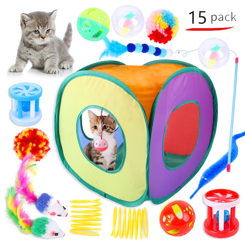 15pcs Cat Toys: Interactive Toys For Cats, Cat Teaser Toy, Cat Tent Pet Toys