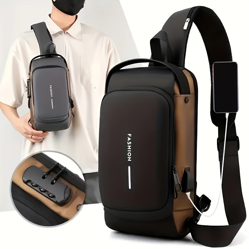 Sling Backpack With Anti-theft Password Lock, Outdoor Travel Crossbody Bag, Waterproof Chest Bag