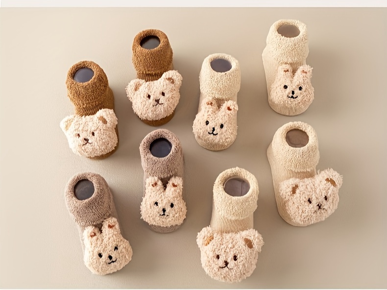 Newborn Baby Socks Winter Thickened Baby Fleece Warm Mid-Calf Socks Cartoon Non-Slip Learning Floor Socks