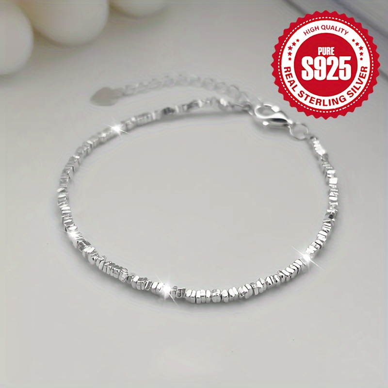 

Exquisite 925 Sterling Silver Hypoallergenic Bracelet With Broken Stones Elegant Luxury Style Female Gift For Valentine's Day