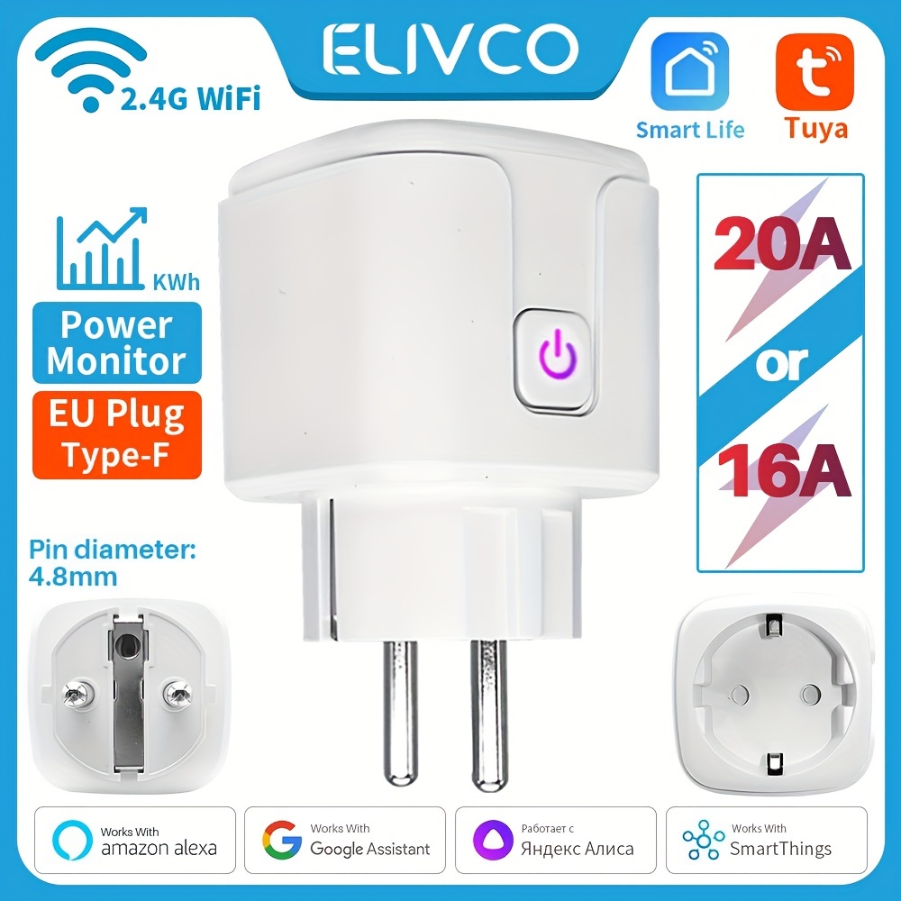 compatible with eWelink 16A,20A Smart Plug WiFi Socket EU Power Monitoring  Timing Function Works