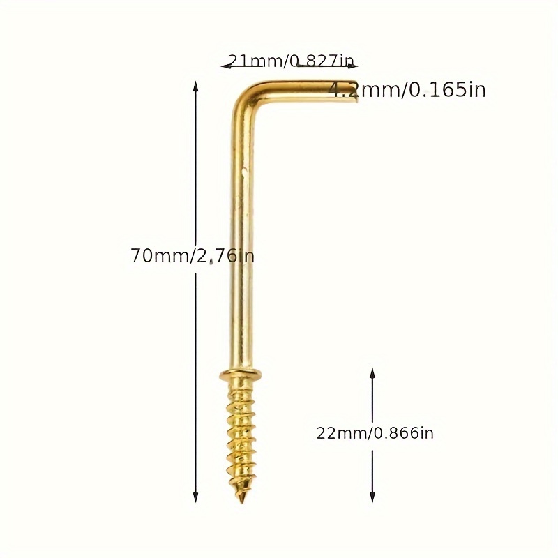 200 Pieces 1/2 Inch Gold Screw Hook, Brass Plated Metal Ceiling Hooks