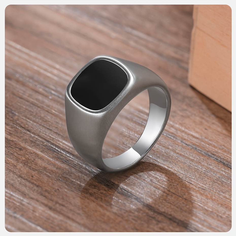 Men's Round Square Ring, Non-Fading Design