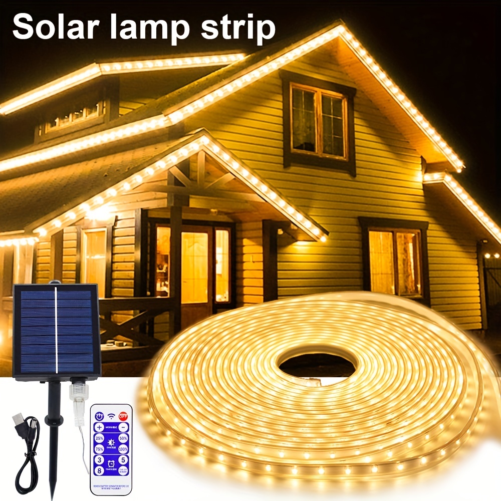 

1pc Solar Led Light Strip, 8 Modes, Outdoor Waterproof, Suitable For Garden Trees Christmas Holiday House Villa Staircase Decoration, Solar Soft String Light