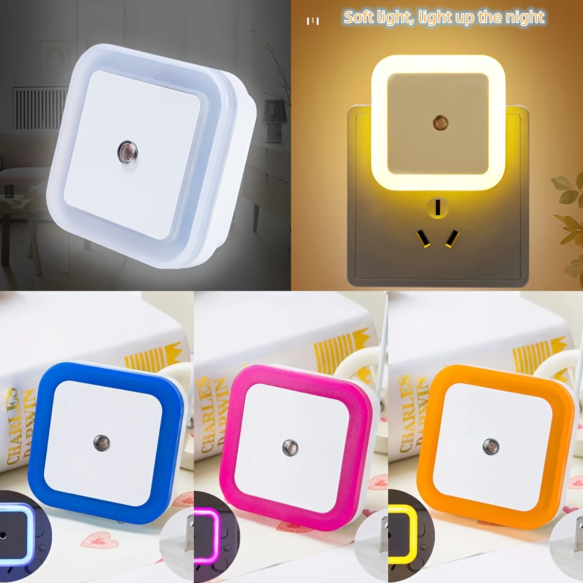 GUICARL® 2 Unidades Luz Nocturna Infantil, Sensor de Luz Encendido Apagado  Automático, 9 Colores Cálidos a Escoger, LED Noche Enchufe Habitación Bebé,  Pasillo, Baño, Eficiencia Energética A (0,5W) : : Iluminación