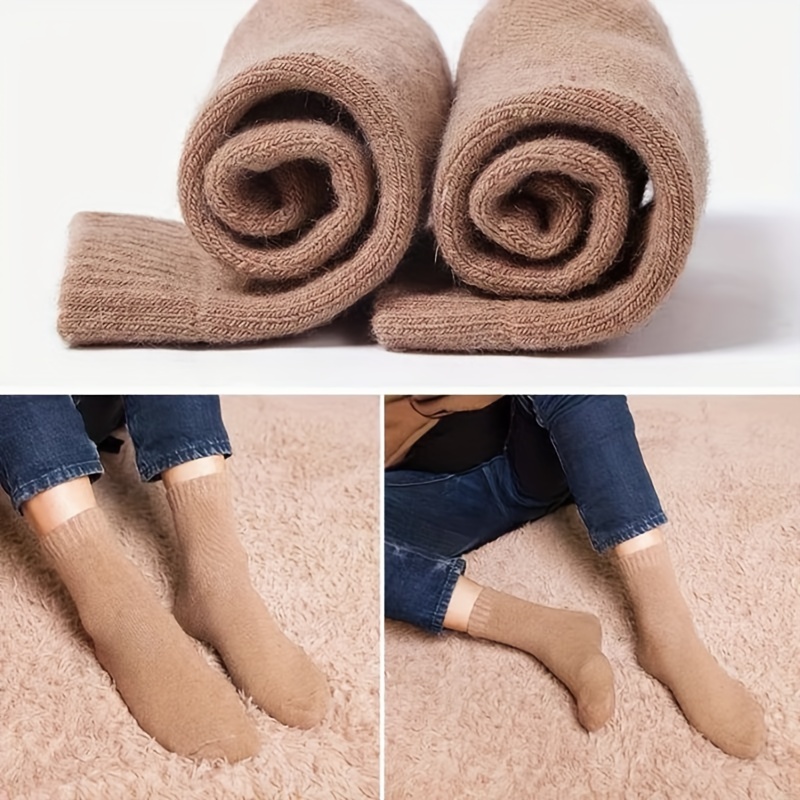 Women Warm Socks Wool Cashmere  Soft Casual Solid Winter Socks