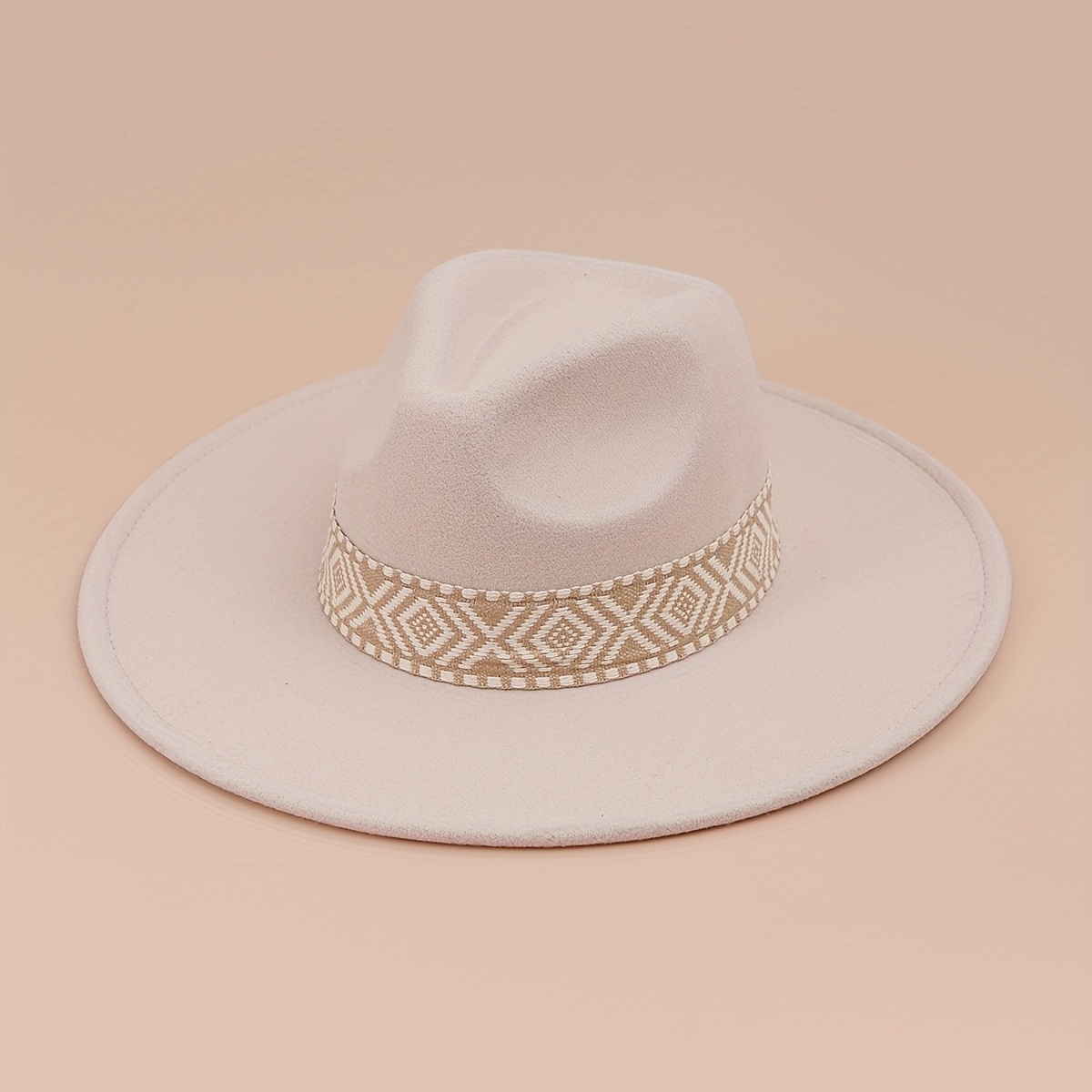 Couple Felt Hat Boho Strap Flat Brim Top Hat, Unisex