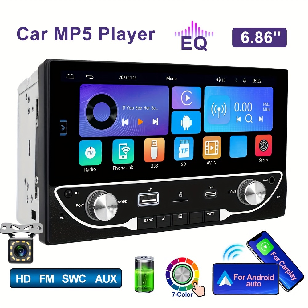 Radio Coche Android Auto 1 Din 6.86'' Hd 2+64g Sistema - Temu Chile