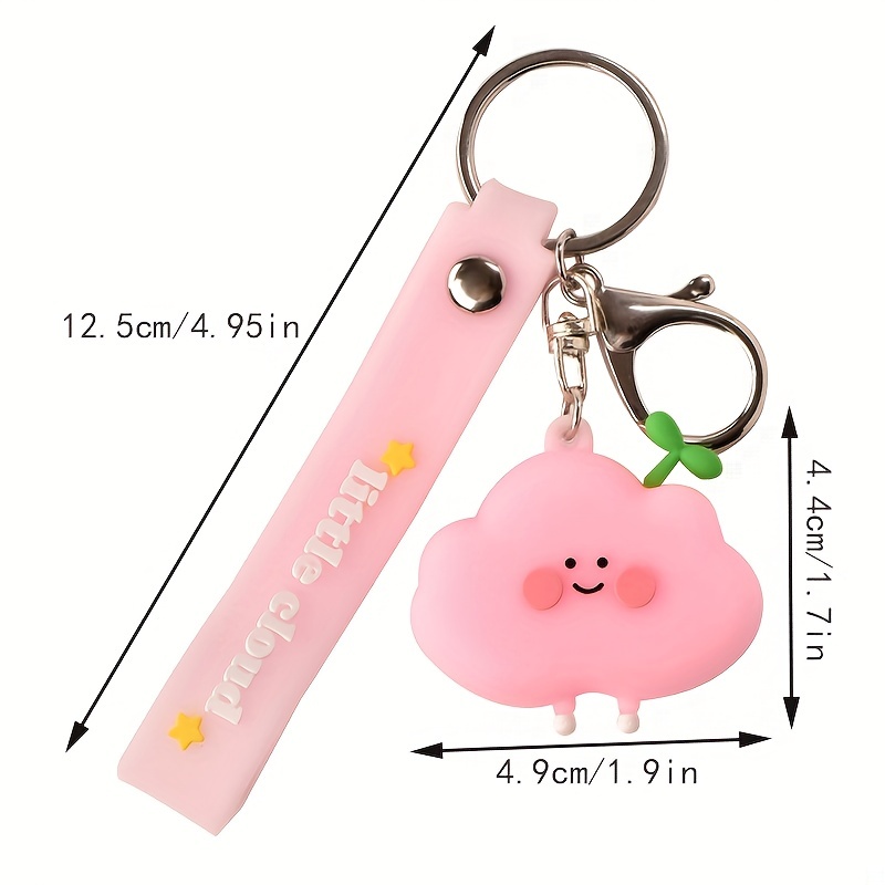 1pc Cartoon Cloud Charm Keychain, Cute Rubber Key Chain Bag