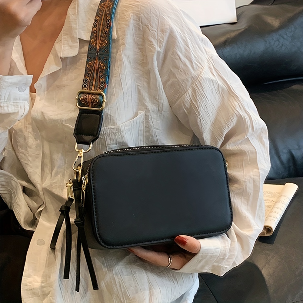 Vintage Square Crossbody Bag with Embossed Pattern and Adjustable Strap -  Stylish Camera Bag and Purse for Women Fashion Trend Color matching Lady PU Crossbody  Bag For Women