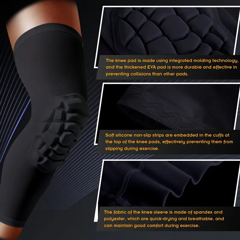 Knee Pads Wrestling Knee Sleeve Compression Leg Sleeves For Volleyball  Basketball, 2pcs Knee Compression Sleeve