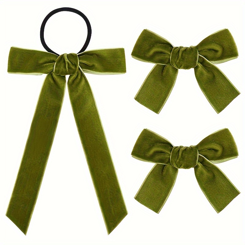 2PCS Velvet Hair Bows Green Hair Ribbon Clips Big Fall Alligator Clips Hair  Accessories for Women Girls Toddlers Kids Baby