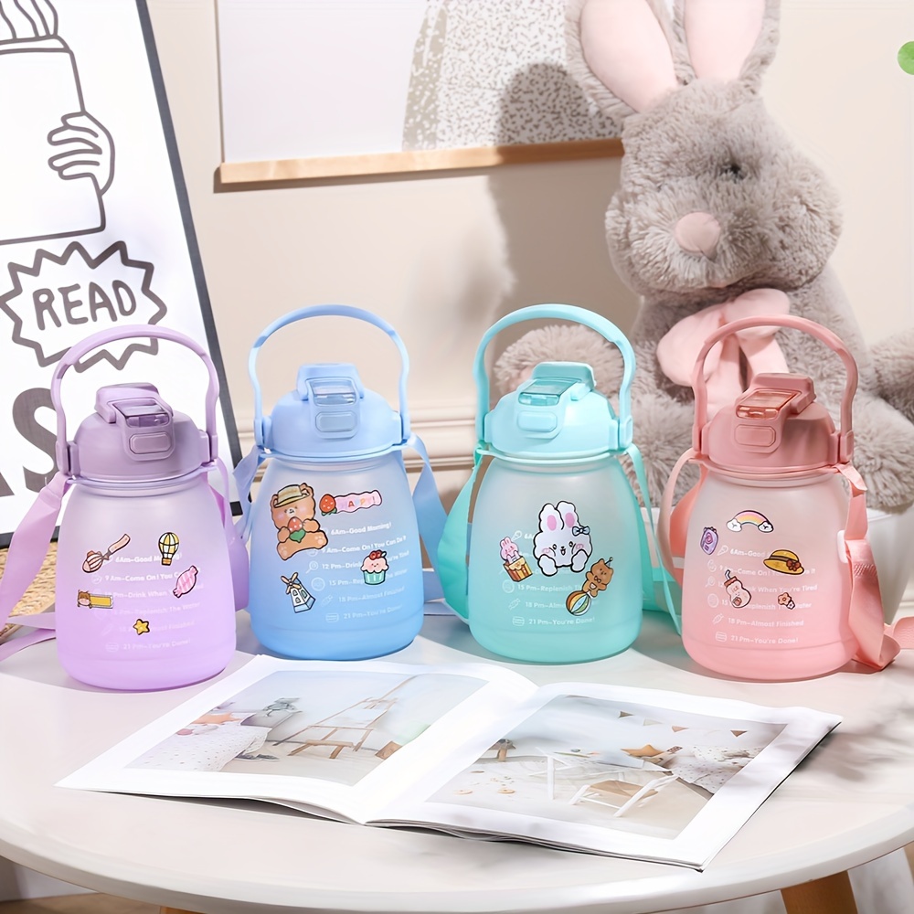 Cute Cartoon Water Cup With Double Handles, Portable Leakproof Straw Water  Bottle, Suitable For Outdoor Sports, Fitness - Temu