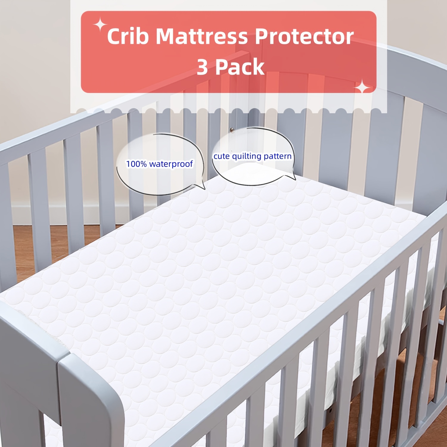 3pcs Set Crib Rail Cover Crib Edge Protector Crib Wrap Rail Covers