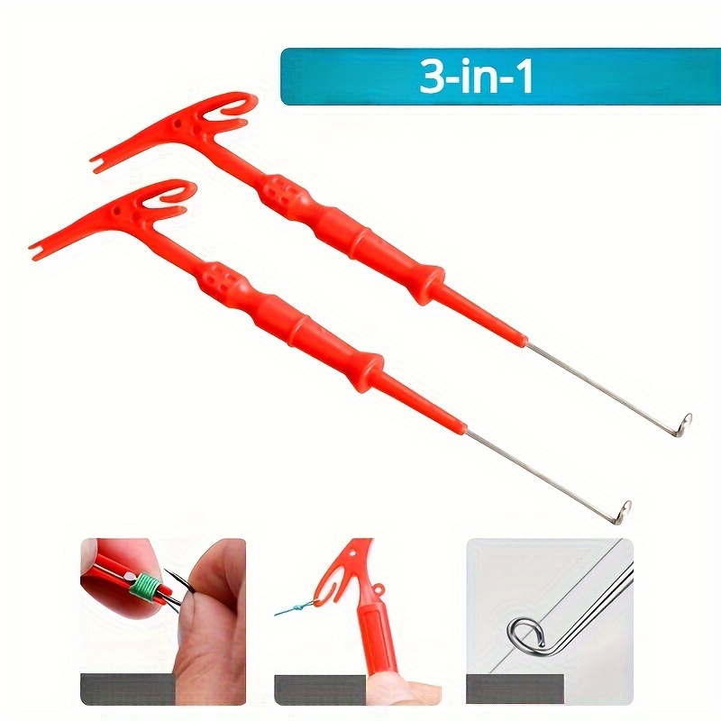 2pcs Fishing Knot Tying Tool - 3-in-1 Hook Extractor, Hook Removal Tool,  Fishing Accessories