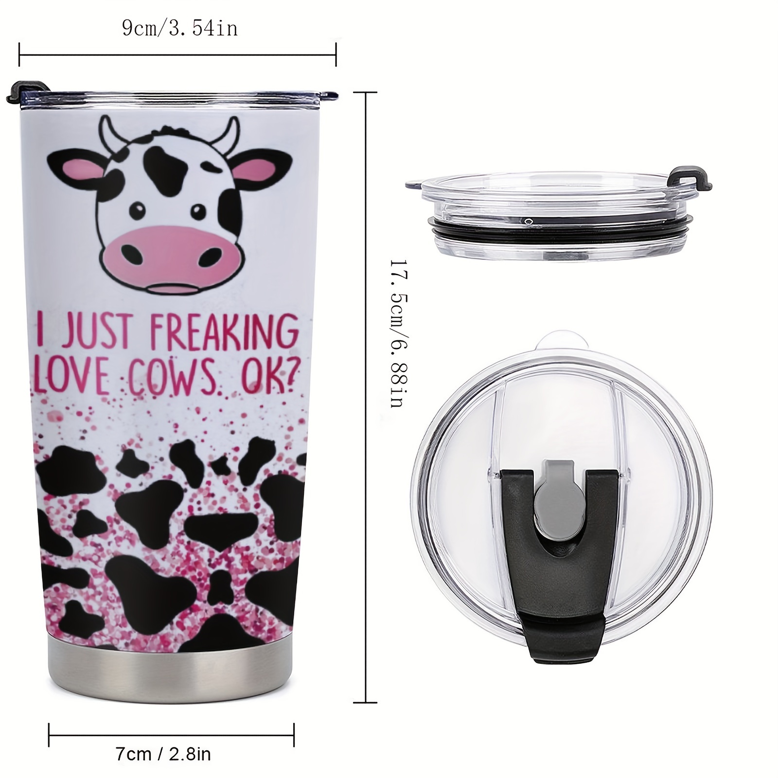 Gifts Cow Lover Cow Tumbler Stainless Steel Lid Buckle - Temu