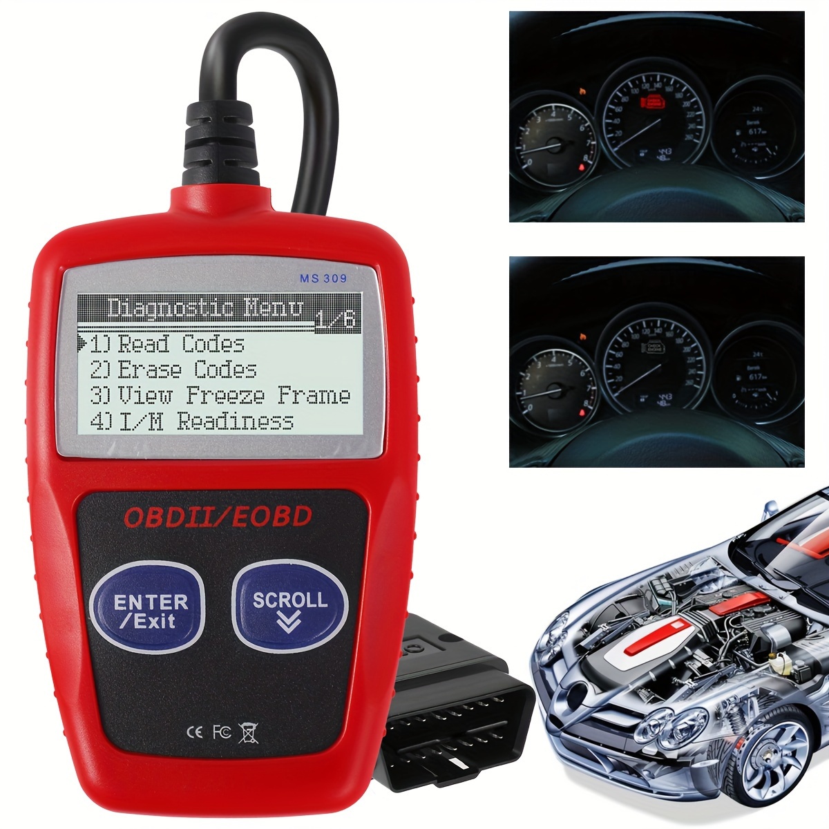 

Car Fault Code Reader I/m Readiness Accurate Engine Diagnostic Scanner Obd2 Scanner Read And Erase Fault Code View Freeze Data Can Diagnostic Tool