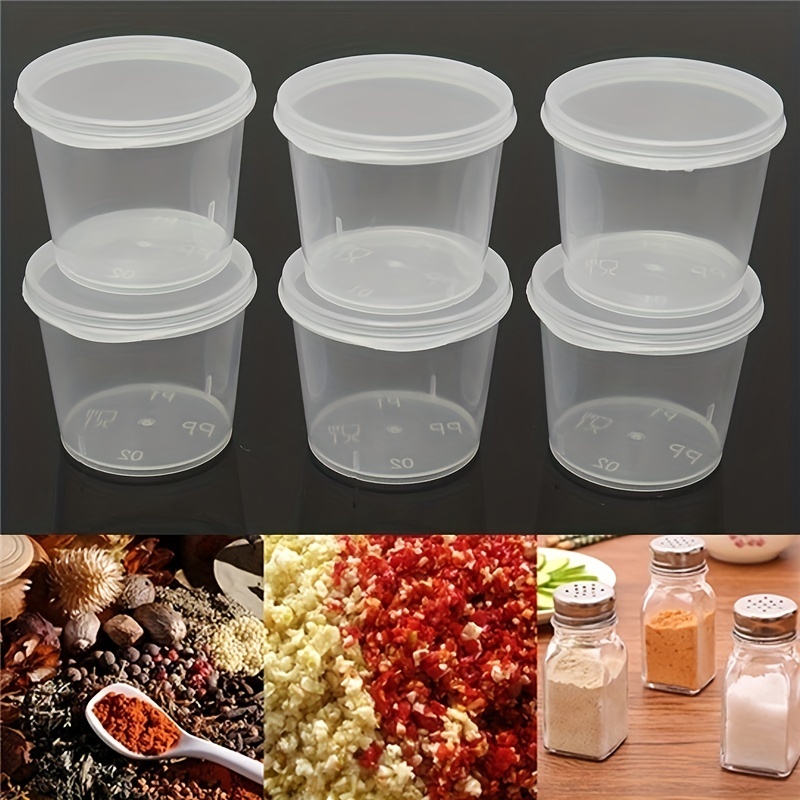 10X Small Plastic Sauce Cups Storage Containers Clear Boxes with