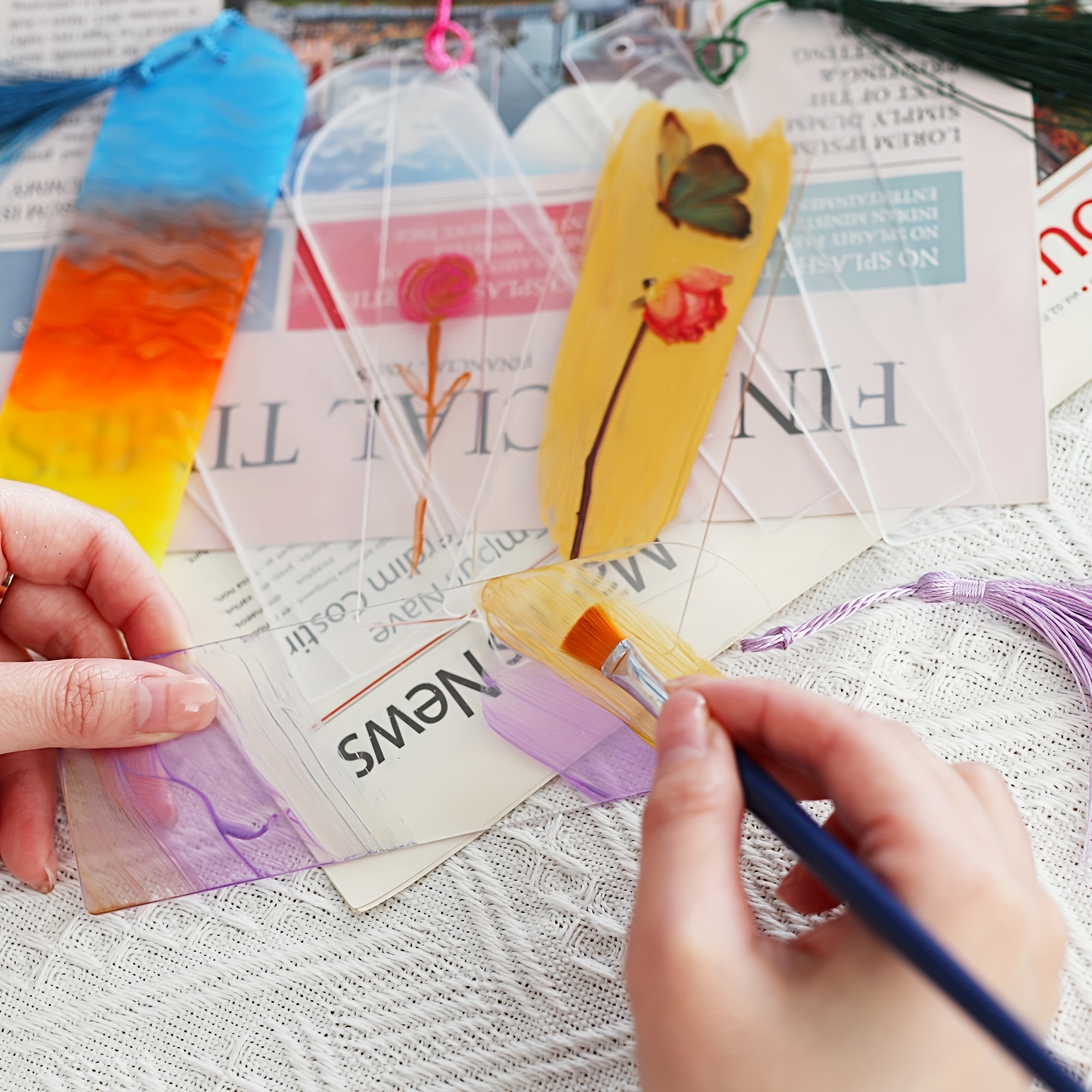 30pcs Diy Craft Blank Acrylic Bookmark Home School Multicolor