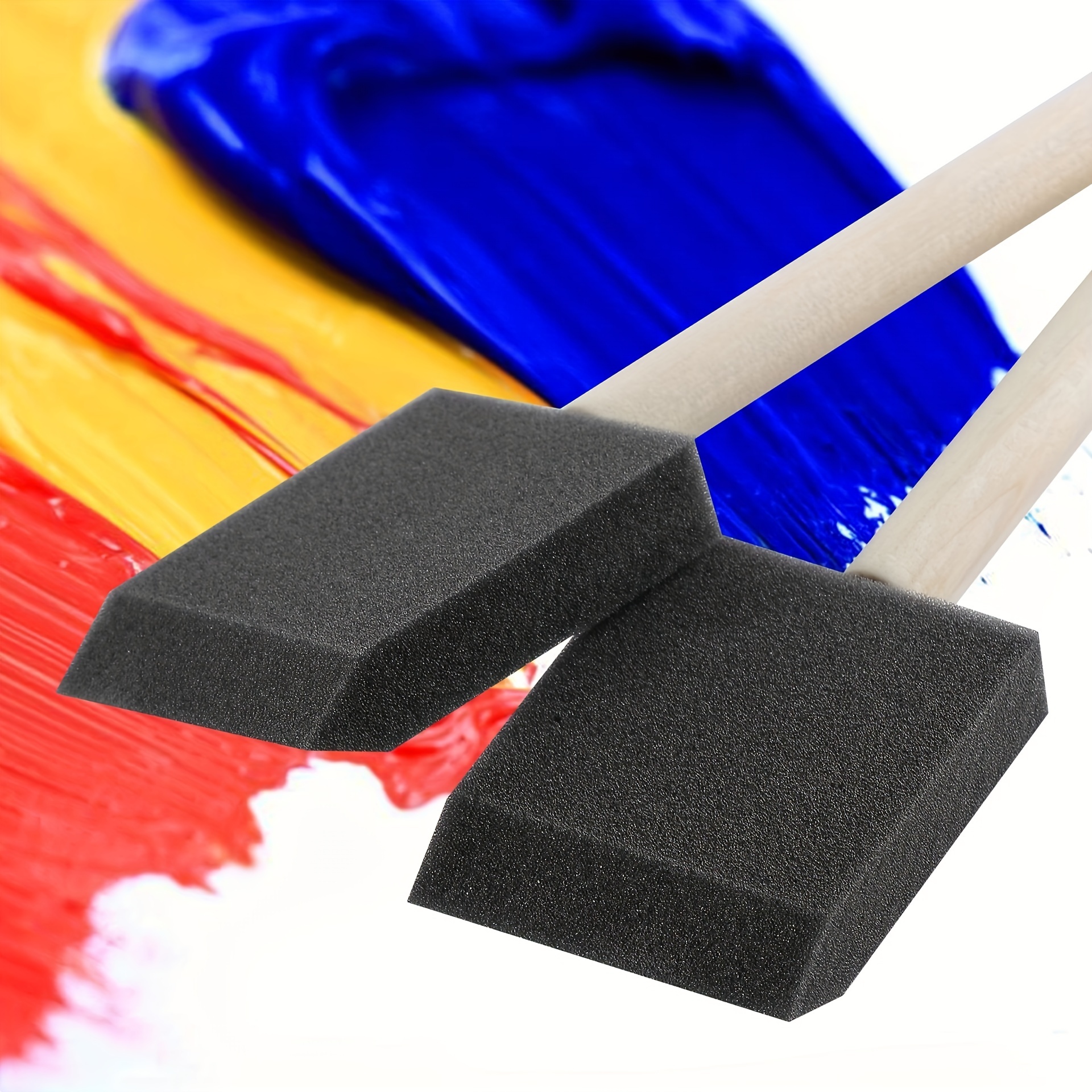 10 pcs 1 Black Foam Brush Sponge Plastic Handle Art Craft Painting Paint  Brush