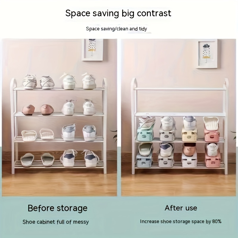 5Pcs Double Shelf Space Savers White Shoe Rack Cabinets Shoe