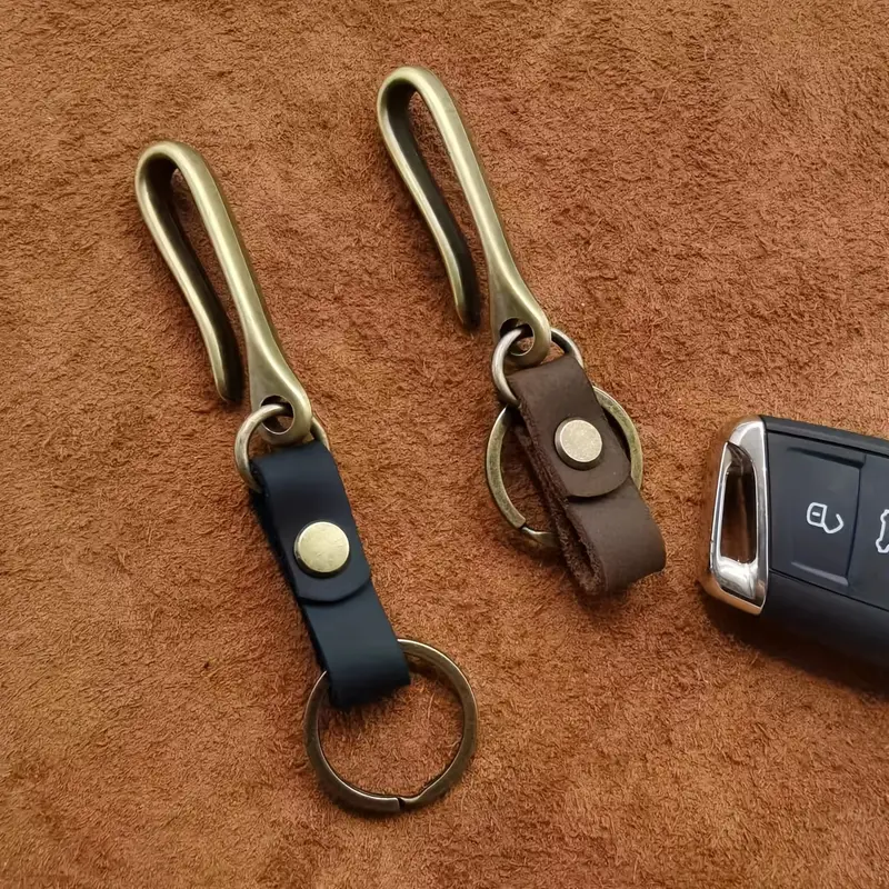 Retro U Shaped Straight Waist Buckle Belt Hook Keychain Genuine Leather  Mens Car Keychain - Jewelry & Accessories - Temu