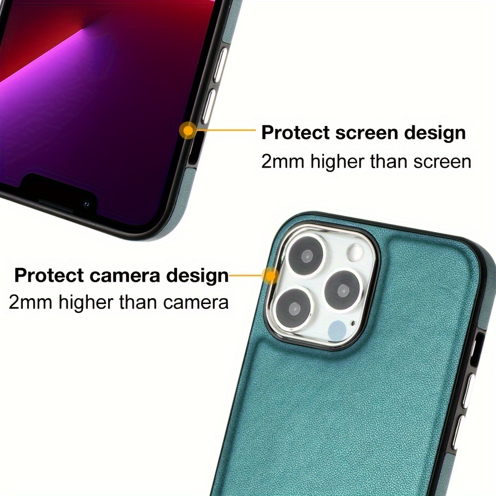 Shockproof Pu Artificial Leather Slim Phone Protector Case - Temu