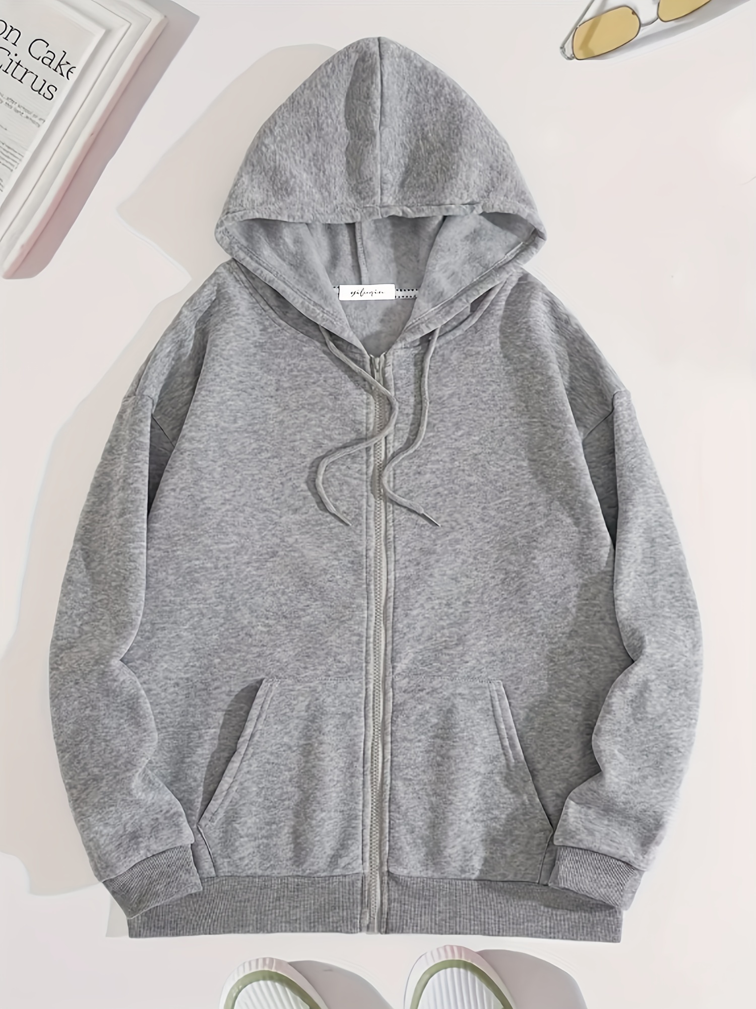 Womens zip discount up hoodies grey