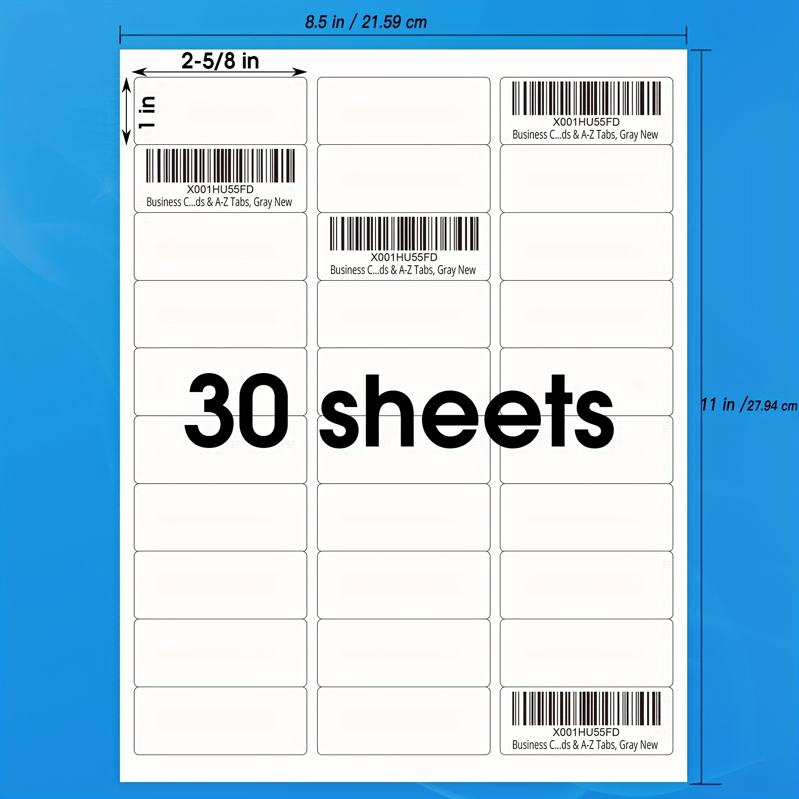 Sticker Paper, 500 Sheets, White Matte, 8.5 x 11 Full Sheet Label, Inkjet  or Laser Printer, Online Labels