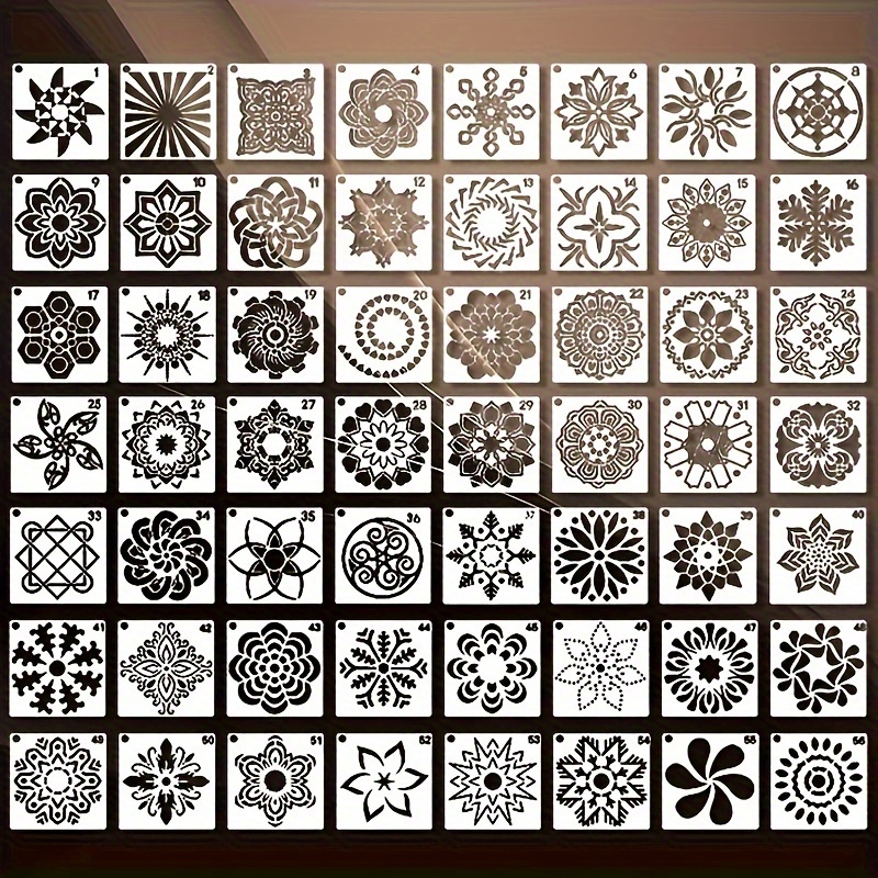 12Pcs Flower Border Stencils Mandala Stencils Reusable Cut