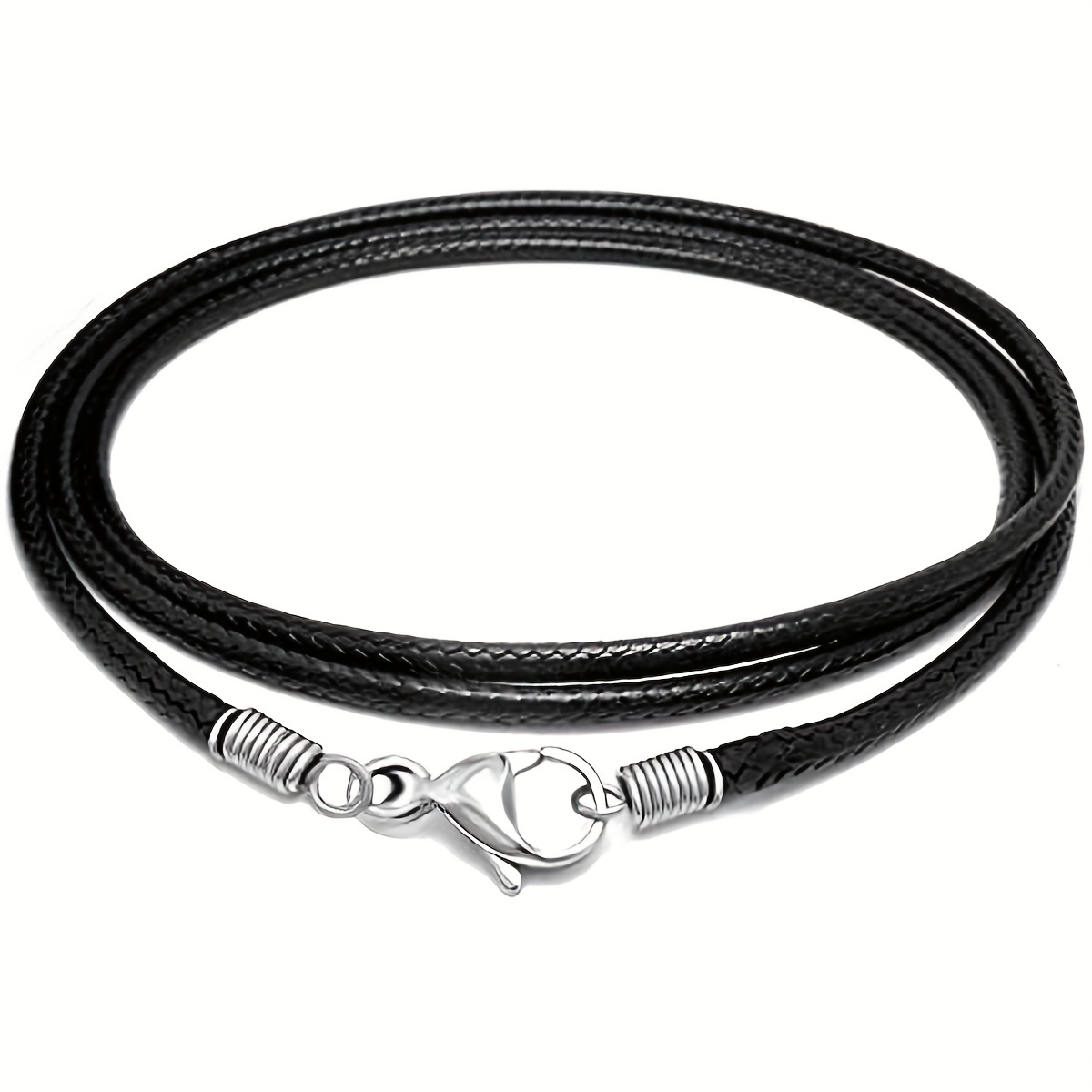 1pc 2mm Leather Necklace Cord with Clasp (No Pendants) 16inch-24inch Braided Rope Necklace for Men Women Stainless Steel Clasp,Necklace Chains,Temu
