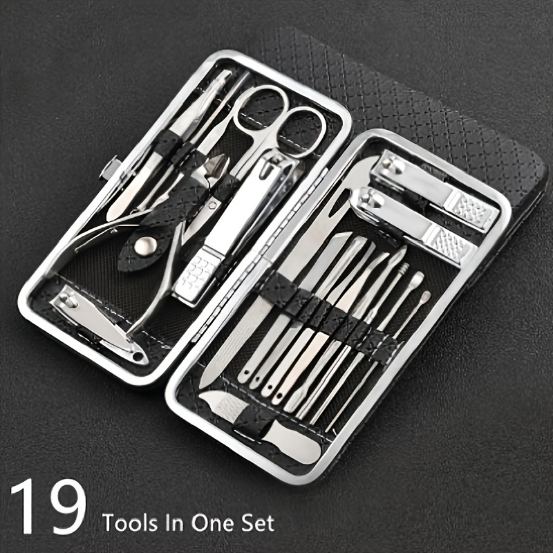 

19pcs/set Nail Clippers Manicure Tool Set, With Portable Travel Case, Cuticle Nippers And Cutter Kit, Professional Nail Clippers Pedicure Kit, Grooming Kit For Travel