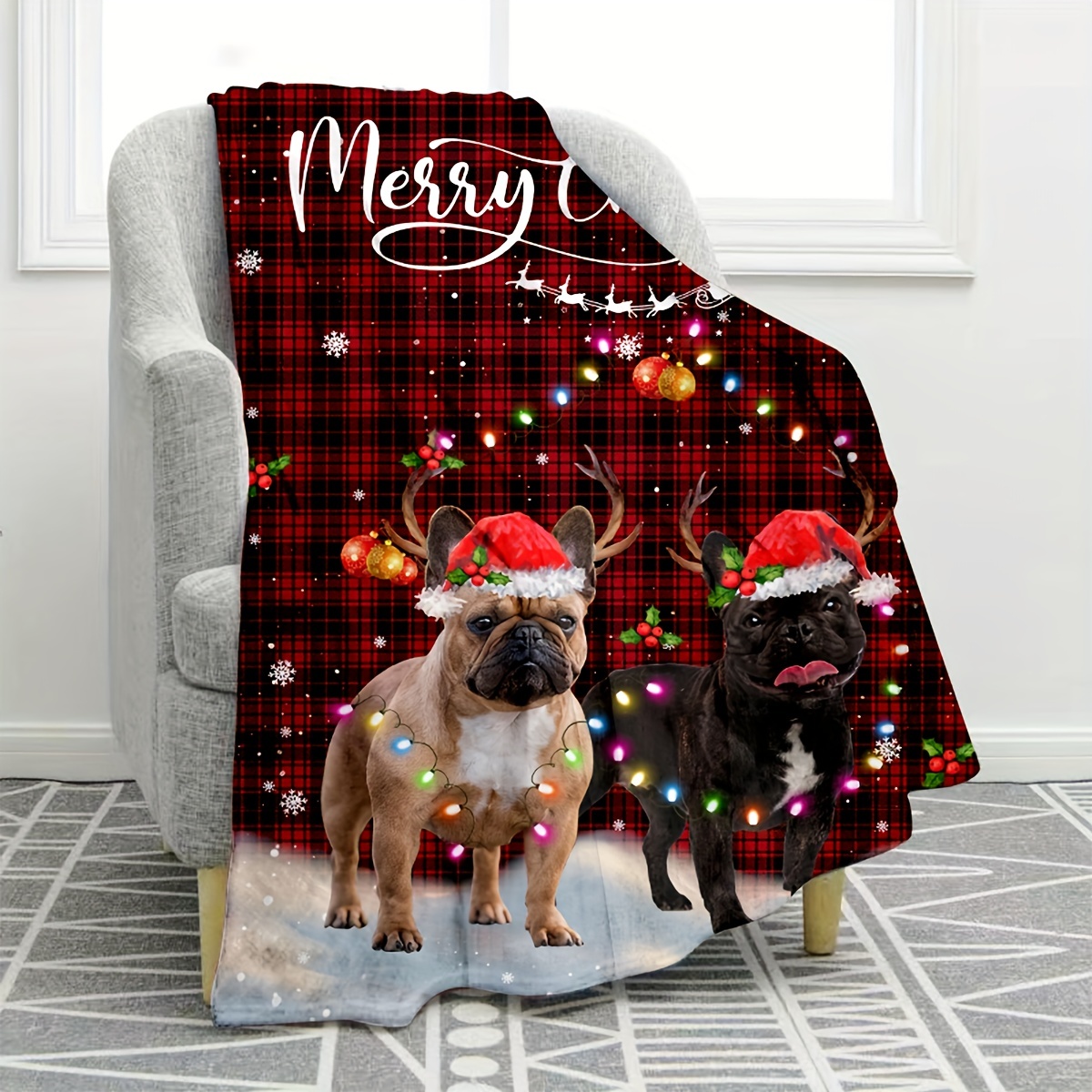 1pc Weihnachts pug hunde druckdecke Personalisierte - Temu Germany