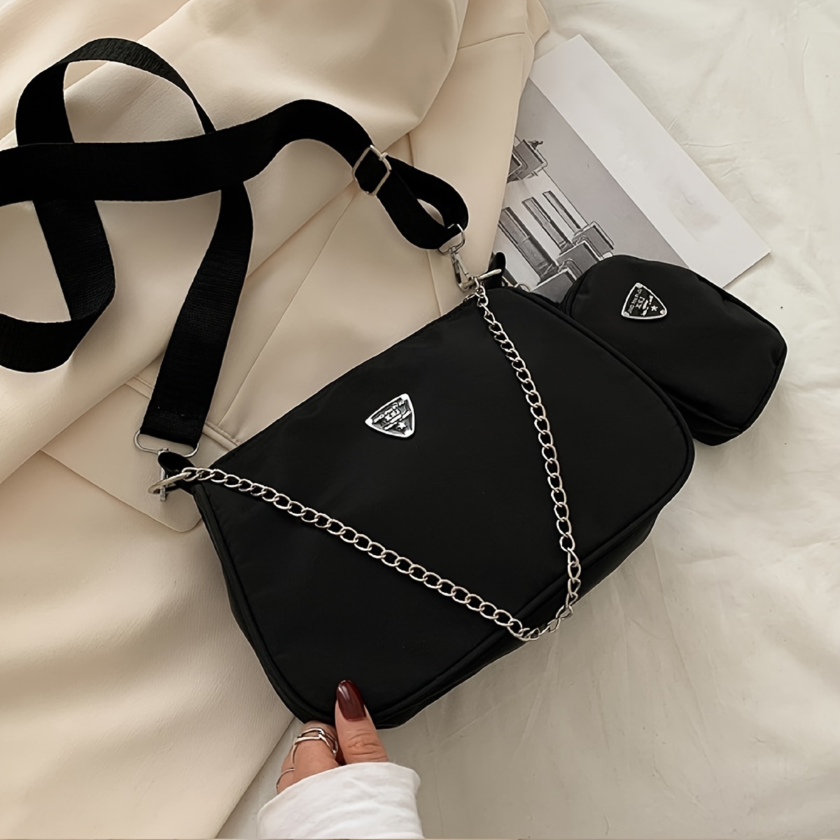 PRADA: nylon crossbody bag - Black
