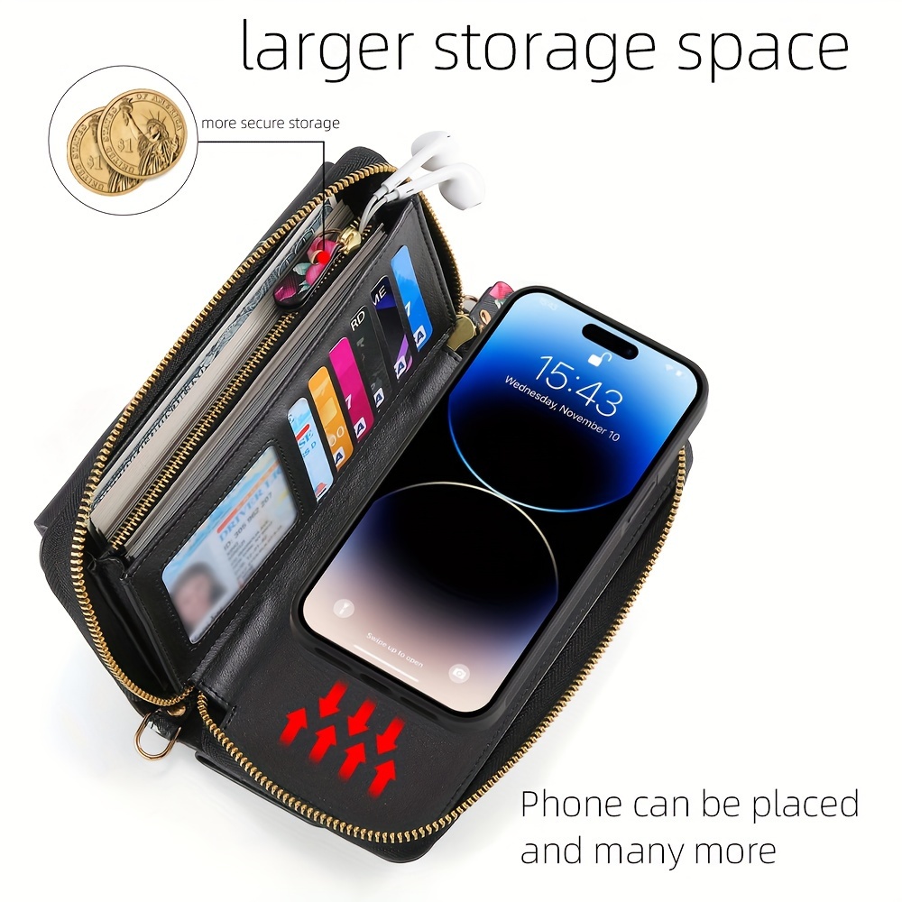 Chinese Style Flower Mobile Phone Case, Mobile Phone Bag, Wallet, Credit Card Holder, Bank Card Holder, Card Holder, Coin Purse