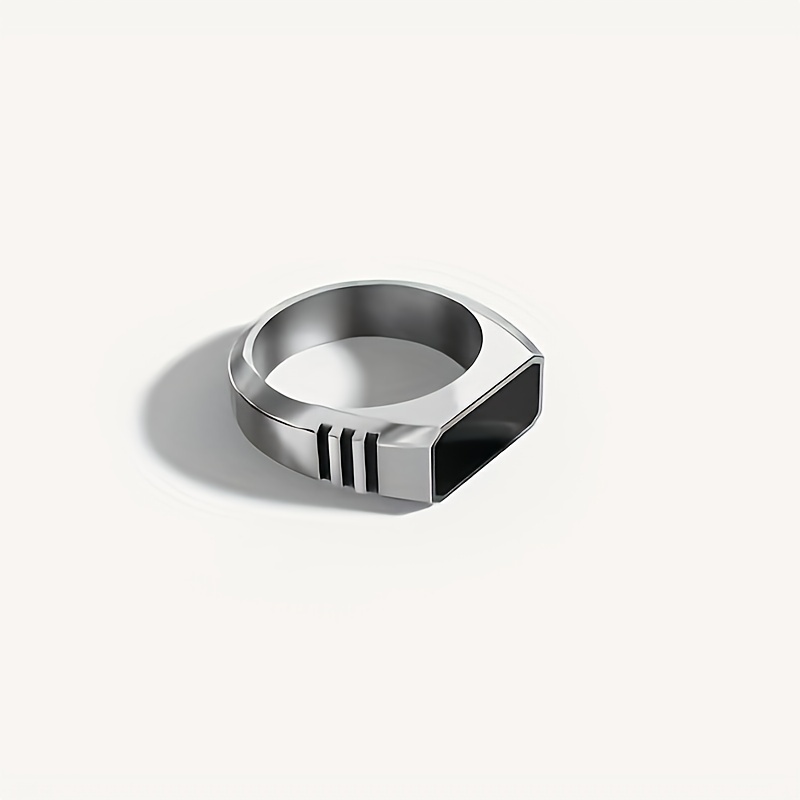 Rectangular Geometric Black Men s Ring Personality Simple Temu