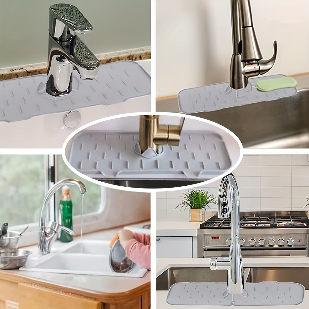 Silicone Faucet Splash Guard Faucet Drain Pad For Kitchen Sink Draining Pad  Behind Faucet Sponge Holder