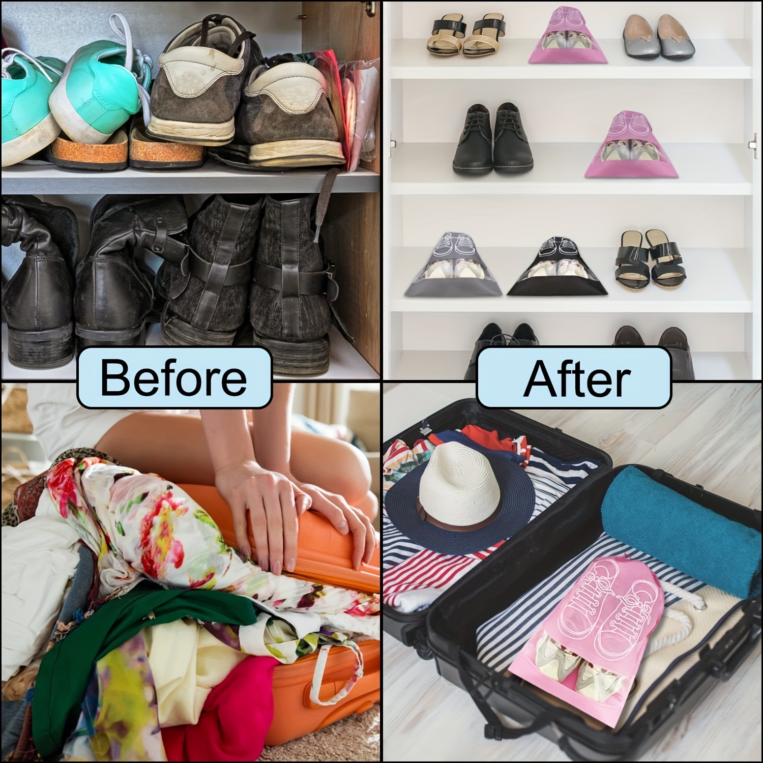 Shoes Storage Bag Closet Organizer Non woven Travel Portable - Temu