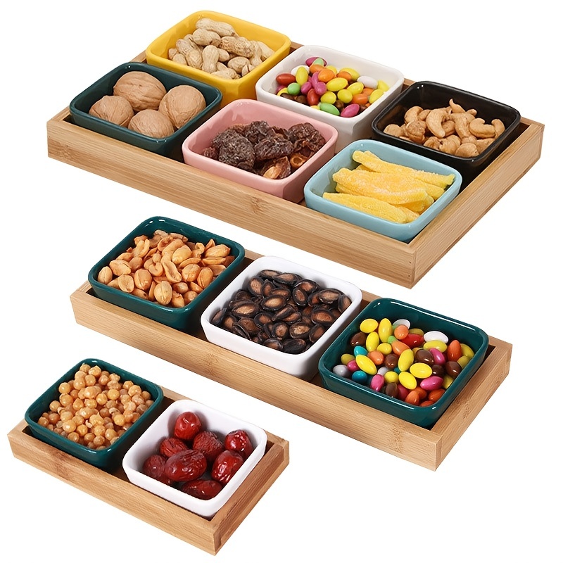 Bamboo Candy Servers, Creative Nut Tray, Living Room Snack Container Tray,  Dim Sum Divider Bamboo Dried Fruit Tray, Serveware Accessories - Temu