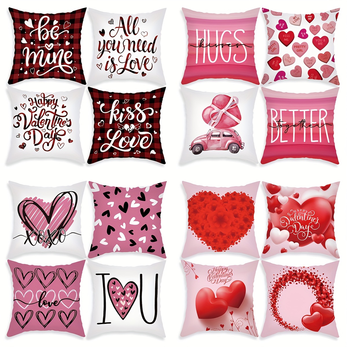  Valentines Day Pillow Covers 18×18 Inch Red Valentines Day  Decor with White Love Heart Holiday Pillowcase Home Decorations Pillow for  Living Room Valentines Day Gift Clearance : Home & Kitchen