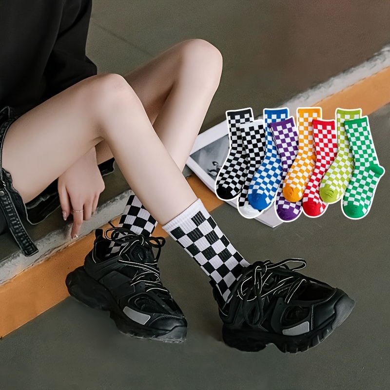 Plaid Print Socks Breathable All-match Stockings Women's Hosiery